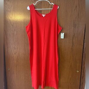 Terra & Sky Bold Red Sleeveless Midi Dress